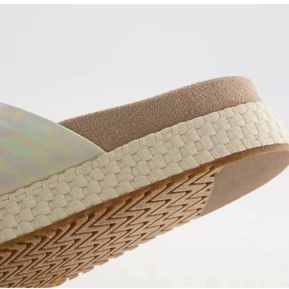 TOMS Women's Paloma Leather & Rope Crossover‎ Flat Sandals Slides Silver Size W9 - Picture 5 of 16
